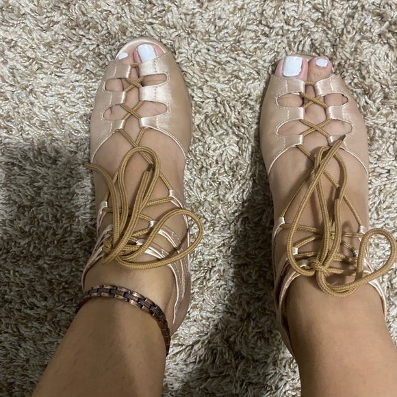 Two inch heel Alemana style salsa shoes satin top suede bottom - Picture 2 of 5